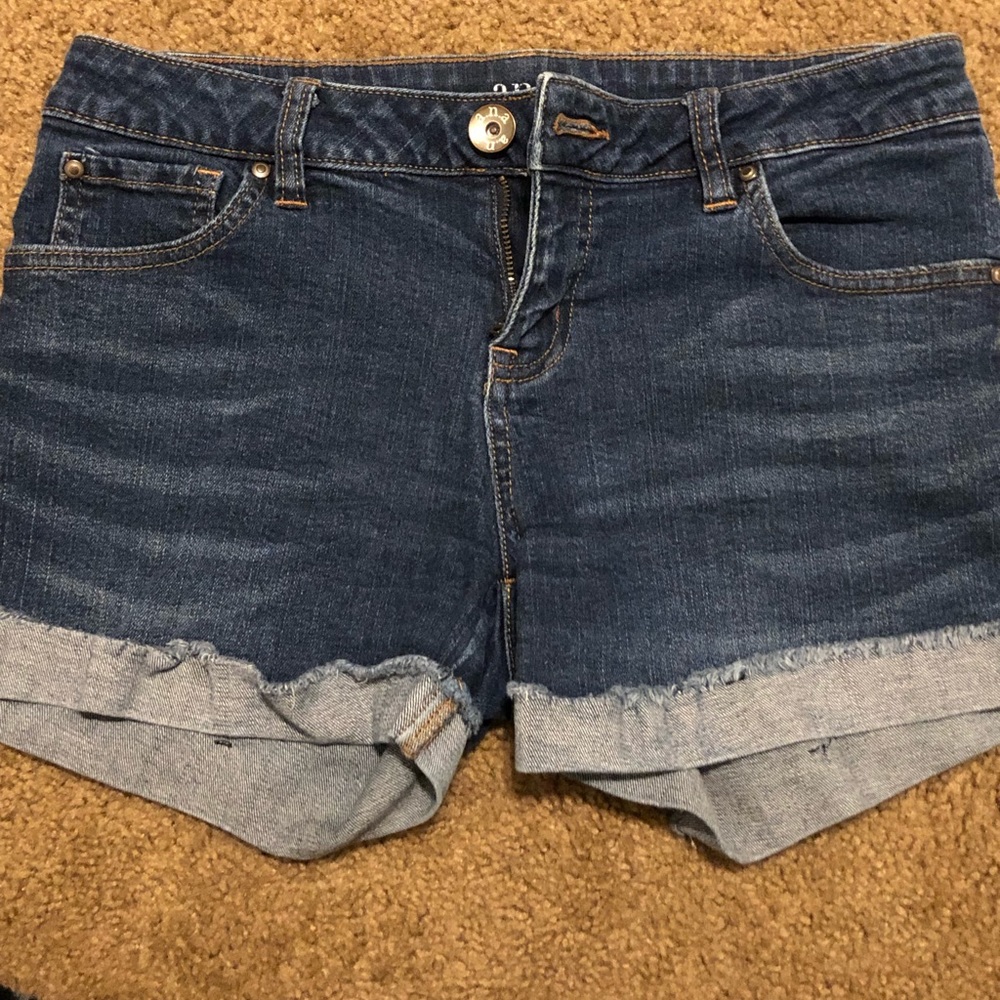 dark denim shorts with cuff